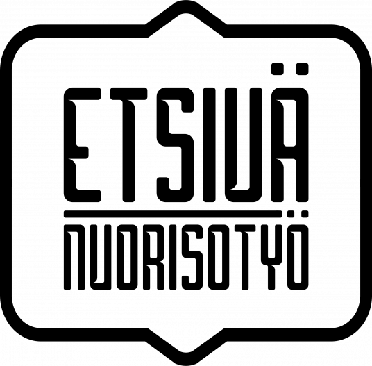 mustavalkoinen logo, jossa teksti Etsivä nuorisotyö.